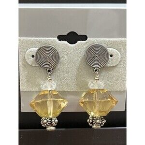 Vintage Sterling Silver Citrine Crystal Quartz Earrings 925 Y2K Forrest Fairy